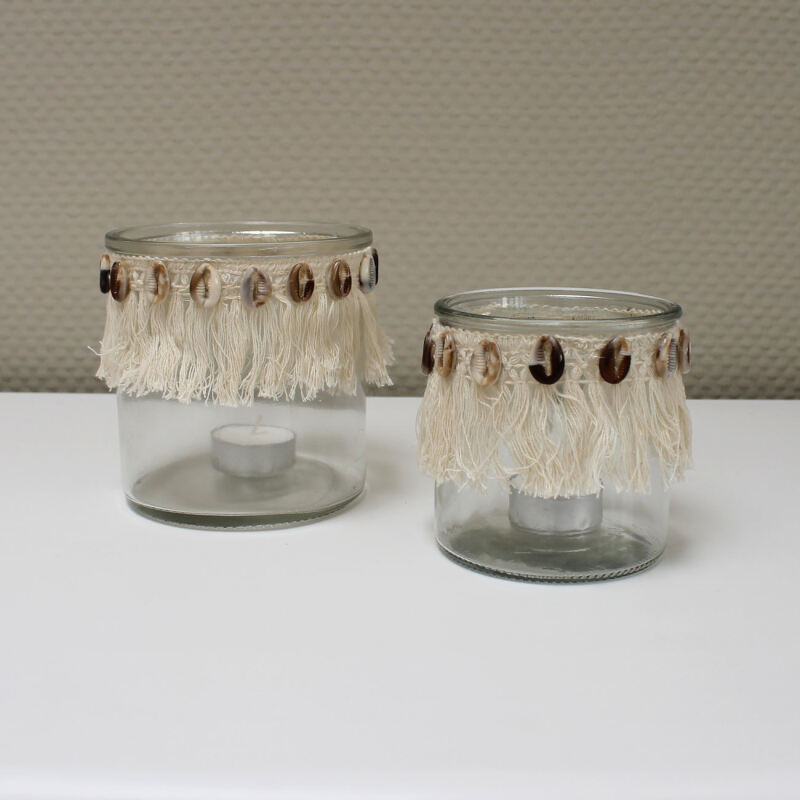 Sommerliche Windlichter mit Muscheln, 2er Set