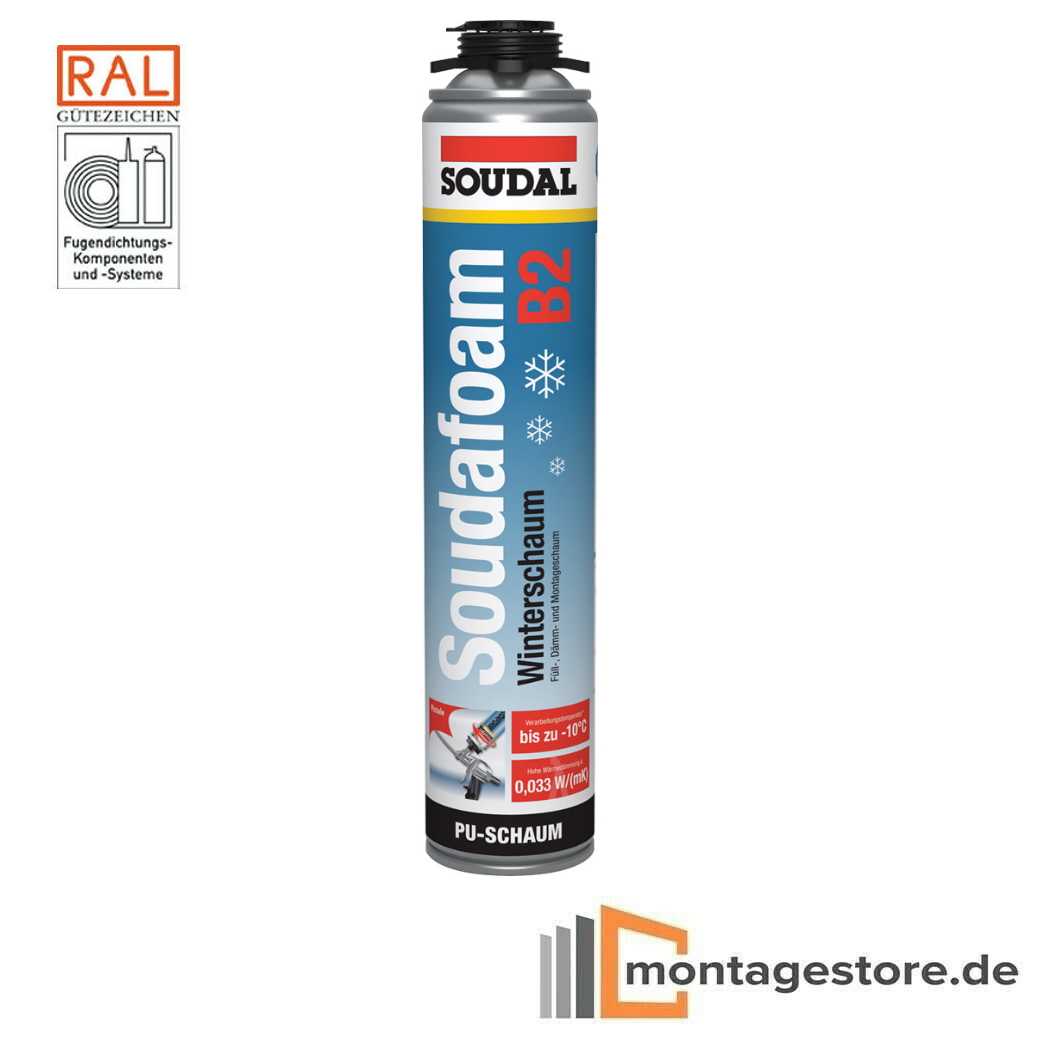 Soudal Soudafoam Gun B2 Winterschaum Pistolenschaum Bauschaum -10°C bis+35°C von Montagestore