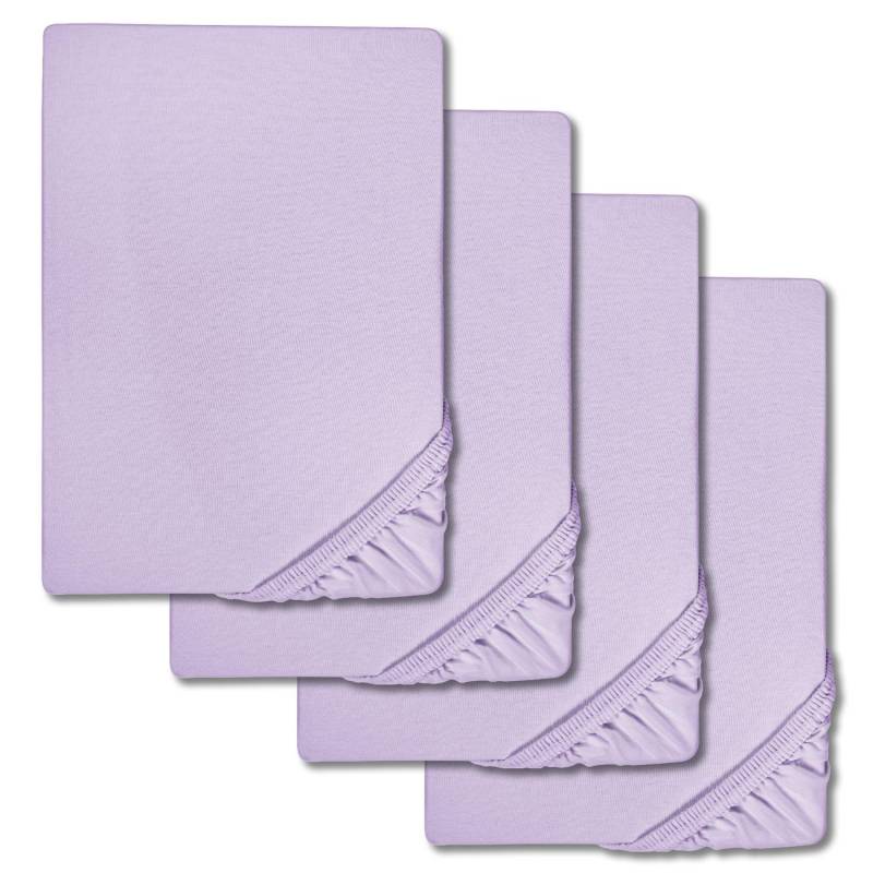 Spannbettlaken Microfaser Interlock-Jersey flieder 90 x 190 - 100 x 200 cm Doppelpack im 4er-Pack