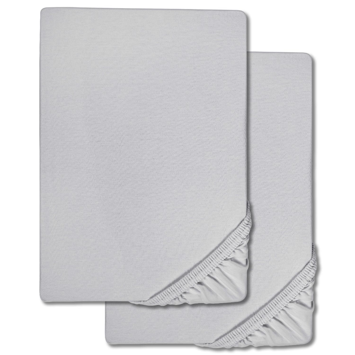 Spannbettlaken Microfaser Interlock-Jersey silber grau 90 x 190 - 100 x 200 cm 180 x 200 - 200 x 200 cm Doppelpack