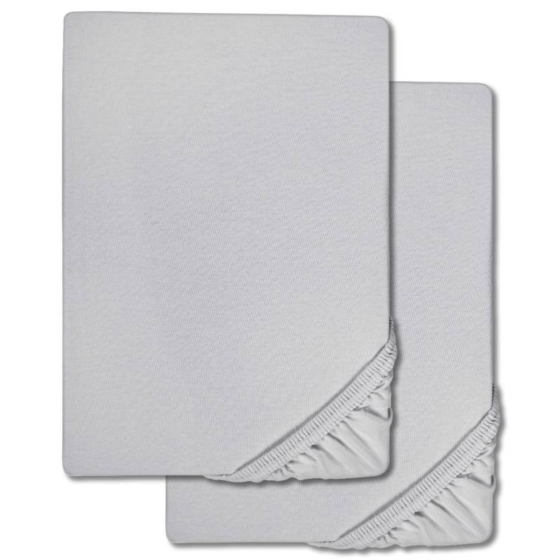 Spannbettlaken Microfaser Interlock-Jersey silber grau 90 x 190 - 100 x 200 cm 180 x 200 - 200 x 200 cm Doppelpack
