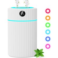 Spay Doppel-Luftbefeuchter mit LED-Bildschirm, 2 l leiser Ultraschall-Baby-Luftbefeuchter mit 7-Farben-Licht, Schlafzimmer-Luftbefeuchter 10 Filter,