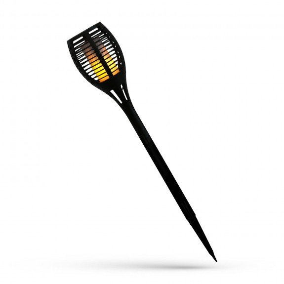 Spectrum SOLAR LED Gartenleuchte Erdspieß mit Feuer Optik Kunststoff schwarz Wasserschutz IP44