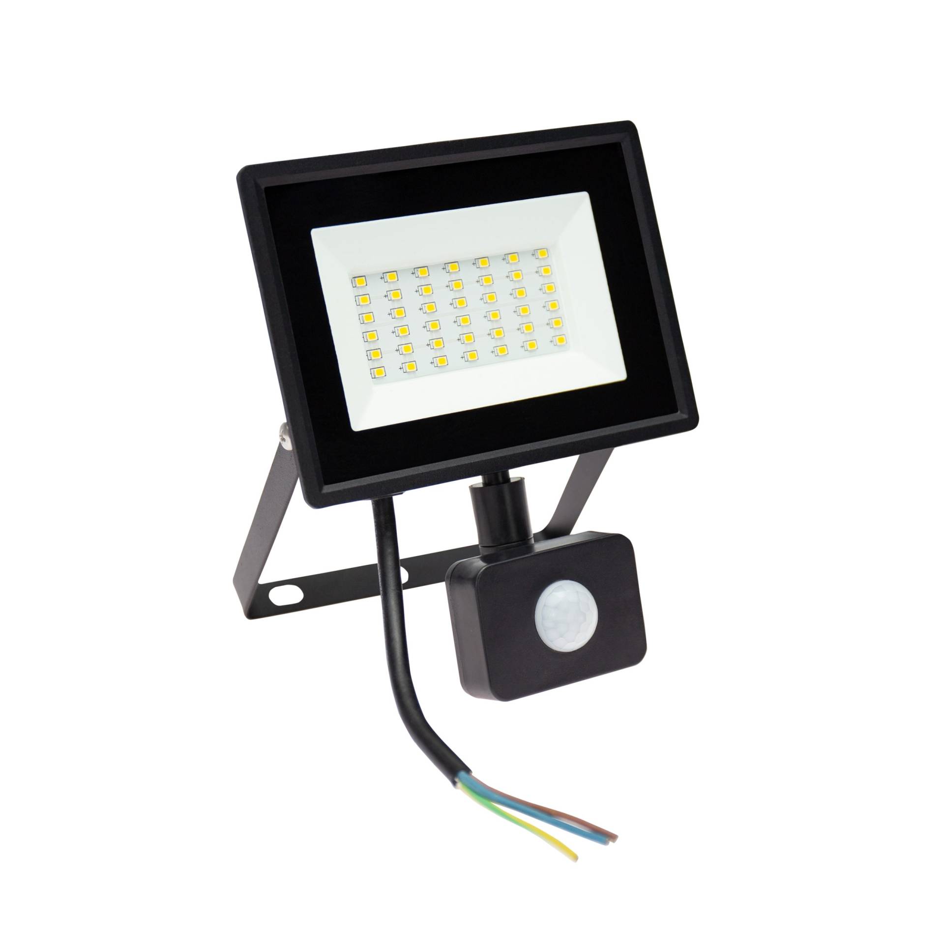 SpectrumLED® LED Fluter, Strahler, Scheinwerfer 30 Watt Gehäuse schwarz Schutzklasse IP44 Alugehäuse 2800 Lumen 4000K neutralweiß mit Bewegungsmelder