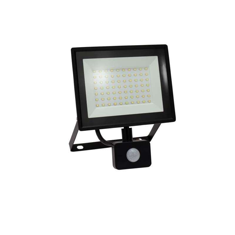 SpectrumLED® LED Fluter, Strahler, Scheinwerfer 50 Watt Gehäuse schwarz Schutzklasse IP44 IK07 mit Alugehäuse 4500 Lumen 4000K neutralweiß und Bewegungsmelder