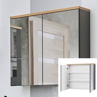 Spiegelschrank 80 cm SOLNA-56, grau mit Wotaneiche, B x H x T ca. 80 x 70 x 20cm