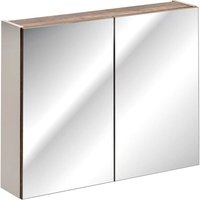 Spiegelschrank 80cm PUEBLA-56-TAUPE in taupe mit Vintage Oak Nb., B/H/T ca. 80/65/16 cm