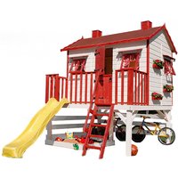 Spielhaus auf Stellen mit Rutsche SUPER CASERIO - 250 x 250 x 322 cm - CASAS GREEN HOUSE - Bemaltes Haus, Transport inklusive
