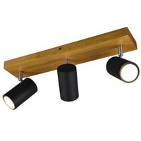 Spot 3xGU10 Holz / Schwarz Matt 1 Stück Metall Hellbraun