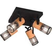 Spot 4xE14 1 Stück Metall / Holz Schwarz, Hellbraun