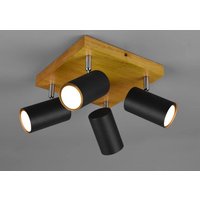 Spot 4xGU10 Holz / Schwarz Matt 1 Stück Metall Hellbraun
