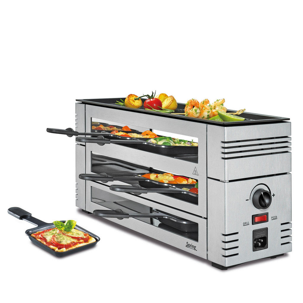 Spring Raclette-Grill PizzaRaclette6, Silber, Metall, 16x21.5x46 cm, Ein/Aus-Schalter, Temperaturregler, Küchengeräte, Tischgrills & Fondues, Raclette-Grills Spring Raclette-Grill PizzaRaclette6, Silber, Metall, 16x21.5x46 cm, Ein/Aus-Schalter, Temperaturregler, Küchengeräte, Tischgrills & Fondues, Raclette-Grills von Spring
