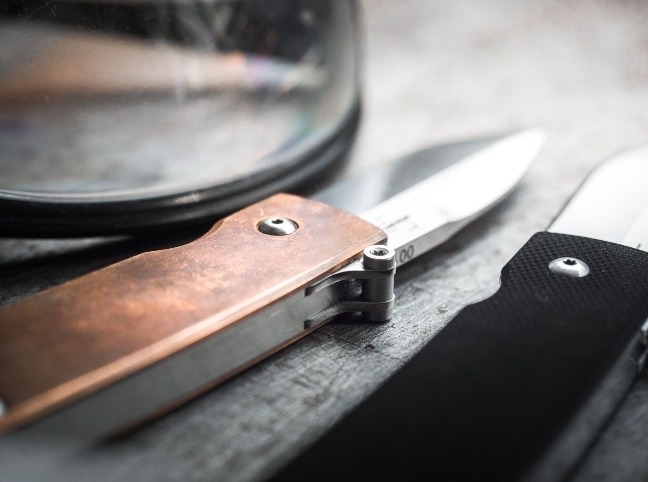 Springmesser Shamsher Copper Kupfer mit Nylon-Etui kleines Messer von BÖKER Plus