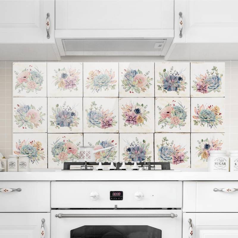 Spritzschutz Aquarell Blumen Landhaus