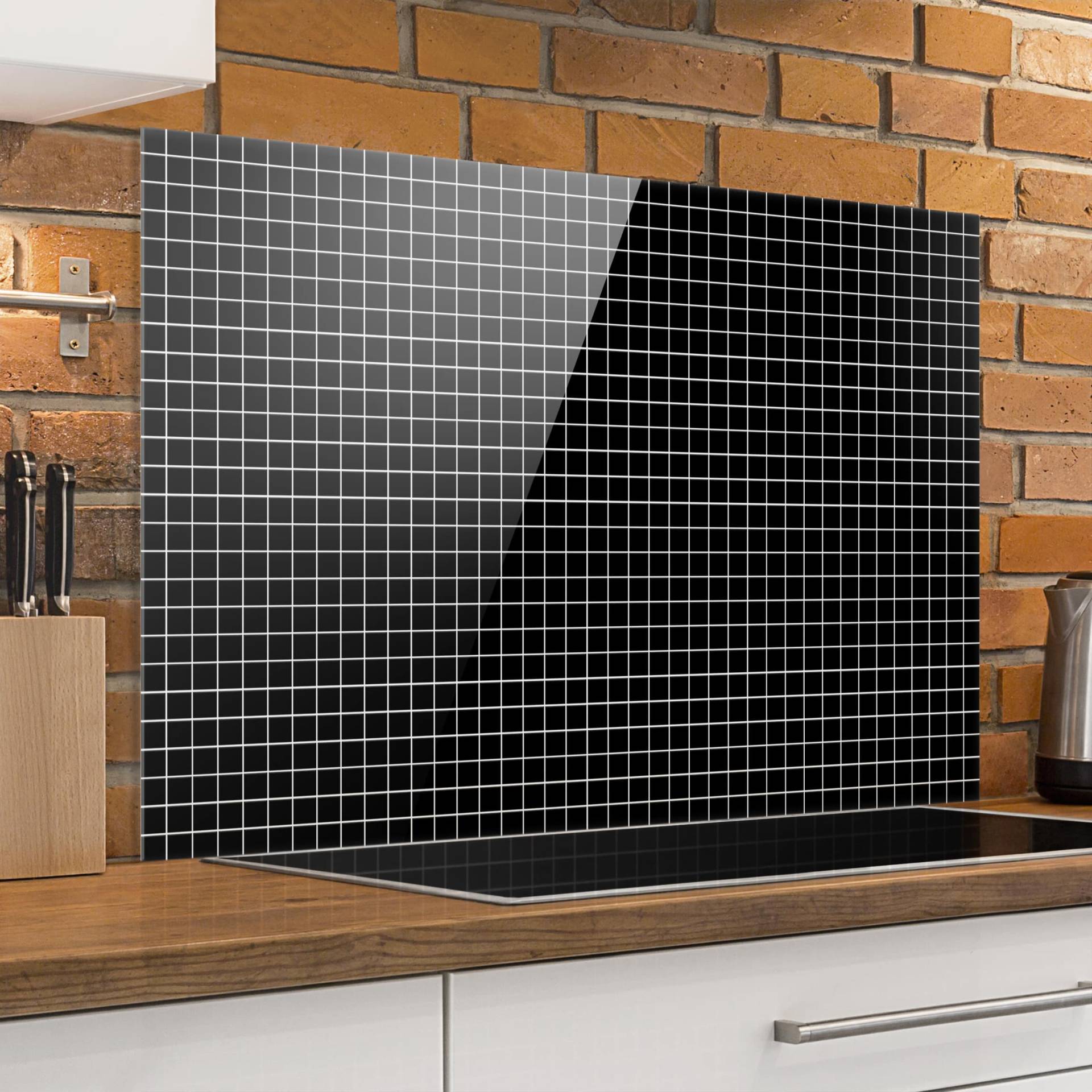 Spritzschutz Mosaikfliesen Schwarz Matt