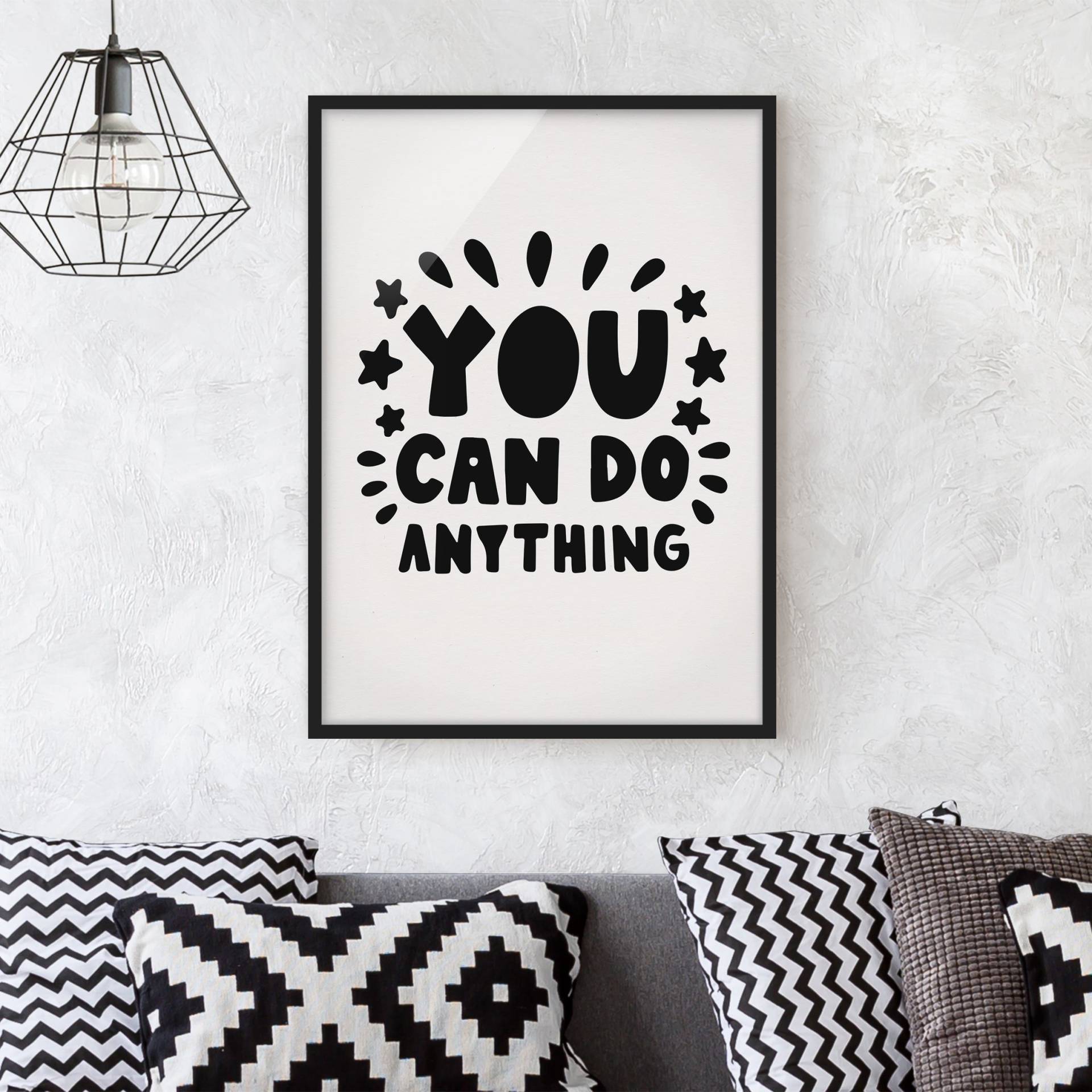 Spruch Bild mit Rahmen You can do anything