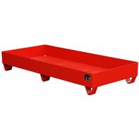 Bauer® Auffangwanne aus Stahl, HxBxT 275 x 800 x 1.800 mm, ohne Gitterrost, 3x 200 l, feuerrot von Bauer®