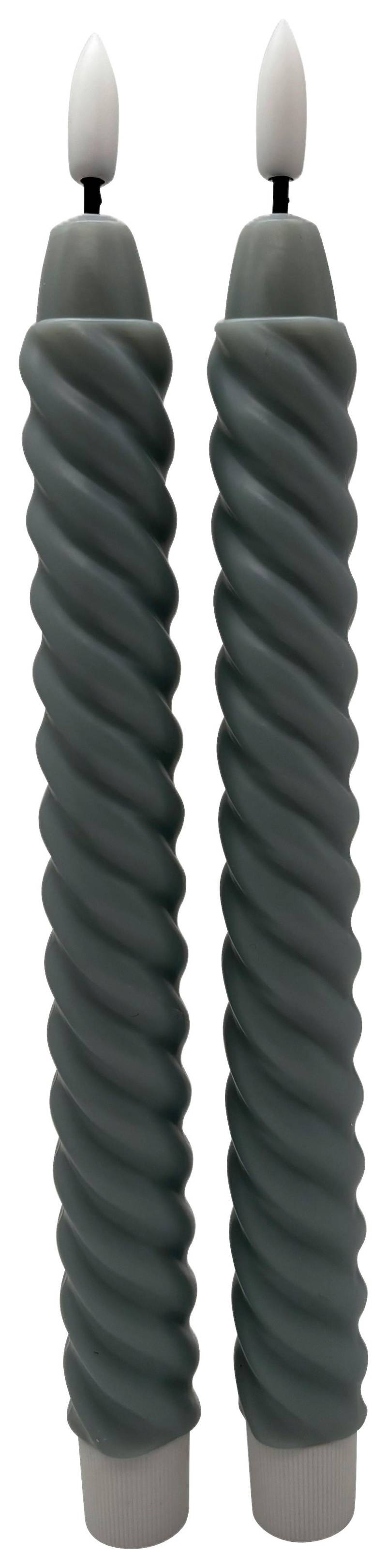 Stabkerze Twist Graublau, 2er Set