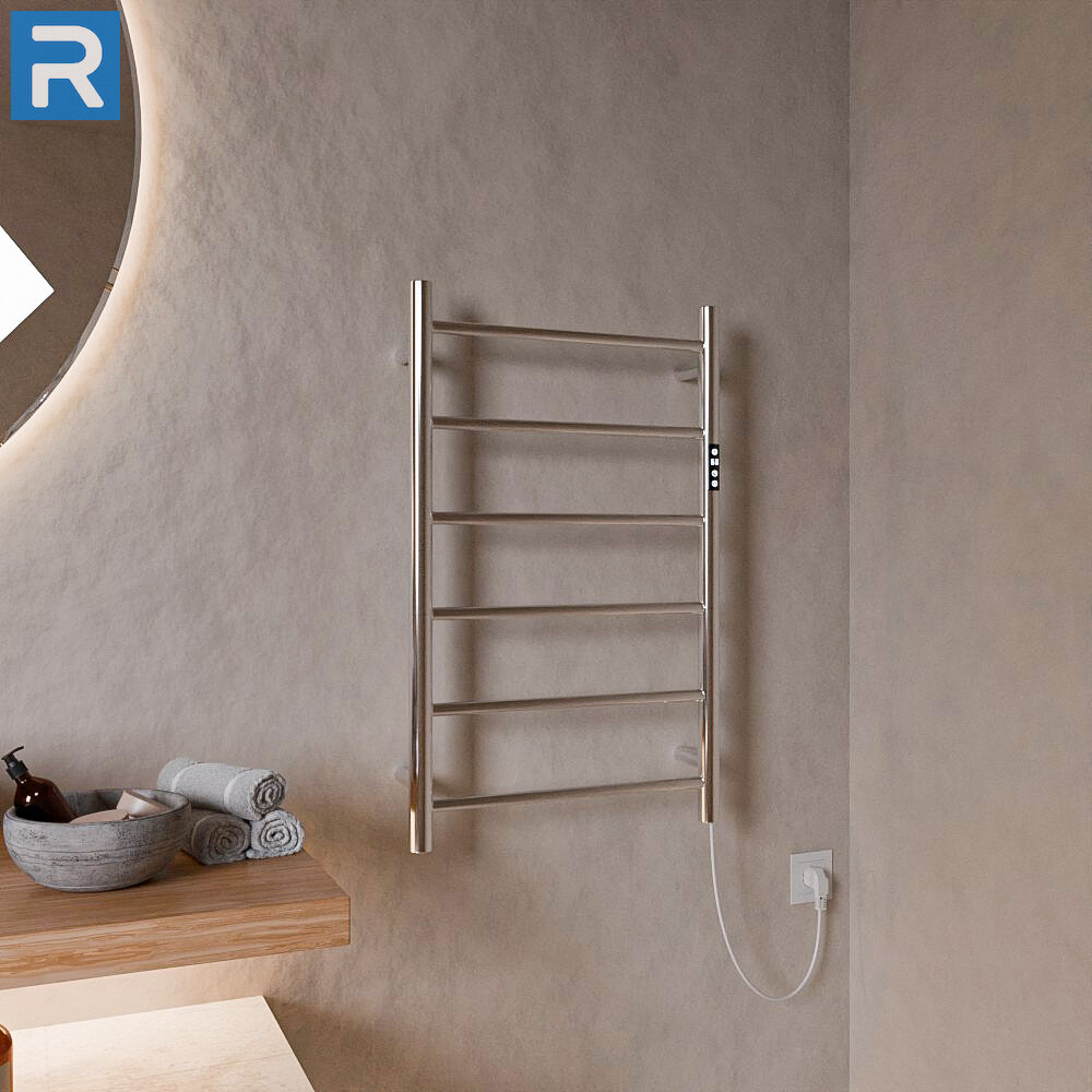 Standard Edelstahl Trockenheizkörper Badheizkörper elektrisch runde Rohre chrom 50 x 80 cm