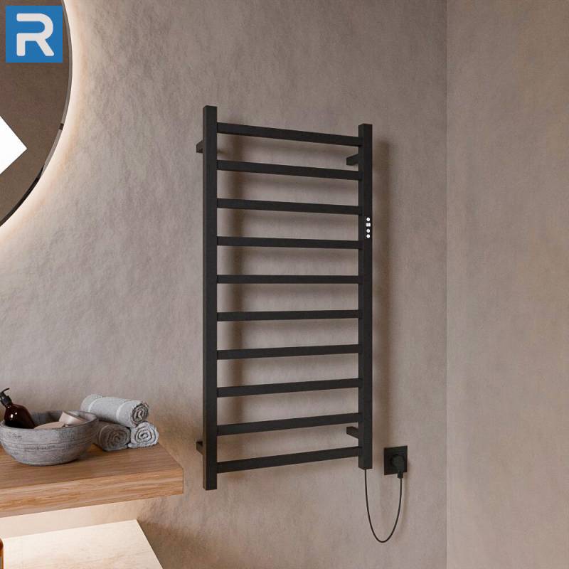 Standard Trockenheizkörper Badheizkörper elektrisch eckige Rohre schwarz matt 50 x 100 cm