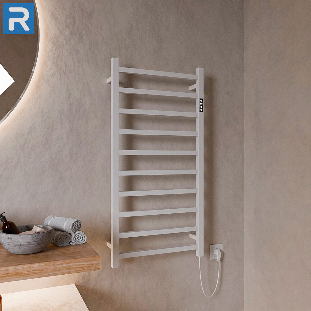 Standard Trockenheizkörper Badheizkörper elektrisch eckige Rohre weiss glänzend 50 x 100 cm