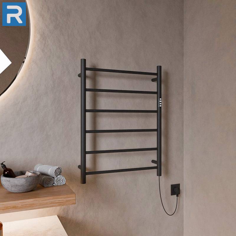 Standard Trockenheizkörper Badheizkörper elektrisch runde Rohre schwarz matt 60 x 80 cm