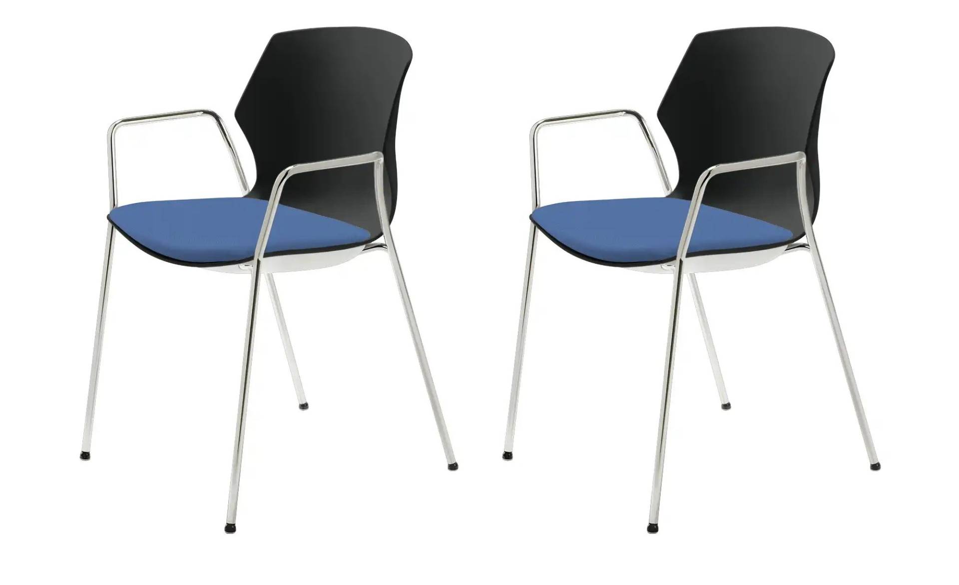 Stapelstuhl  2er Set MyPrimo ¦ blau ¦ Maße (cm): B: 55 H: 80,5 T: 53.0 Stühle > Küchenstühle > Küchenstühle mit Armlehnen - Höffner
