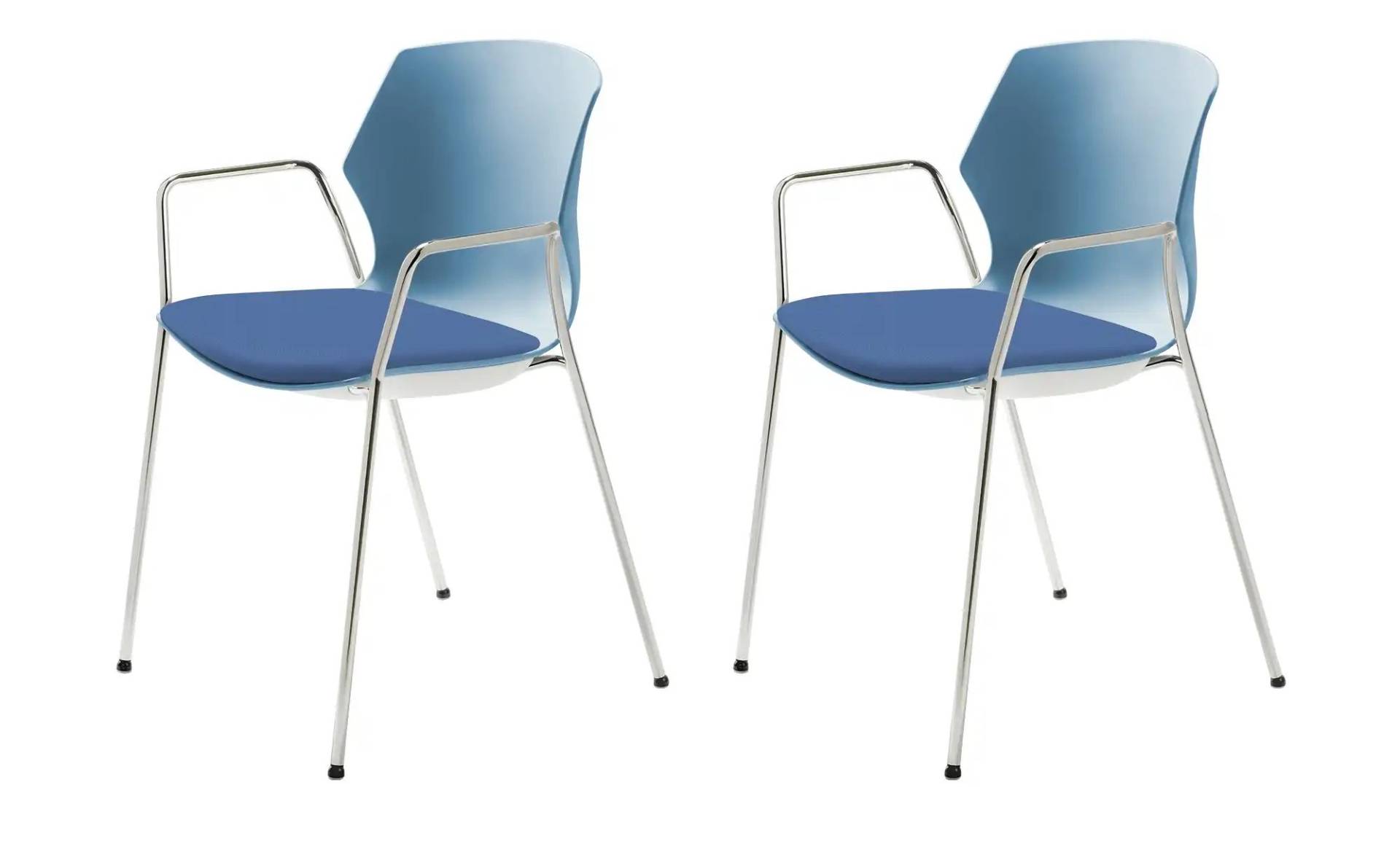 Stapelstuhl  2er Set MyPrimo ¦ blau ¦ Maße (cm): B: 55 H: 80,5 T: 53.0 Stühle > Küchenstühle > Küchenstühle mit Armlehnen - Höffner