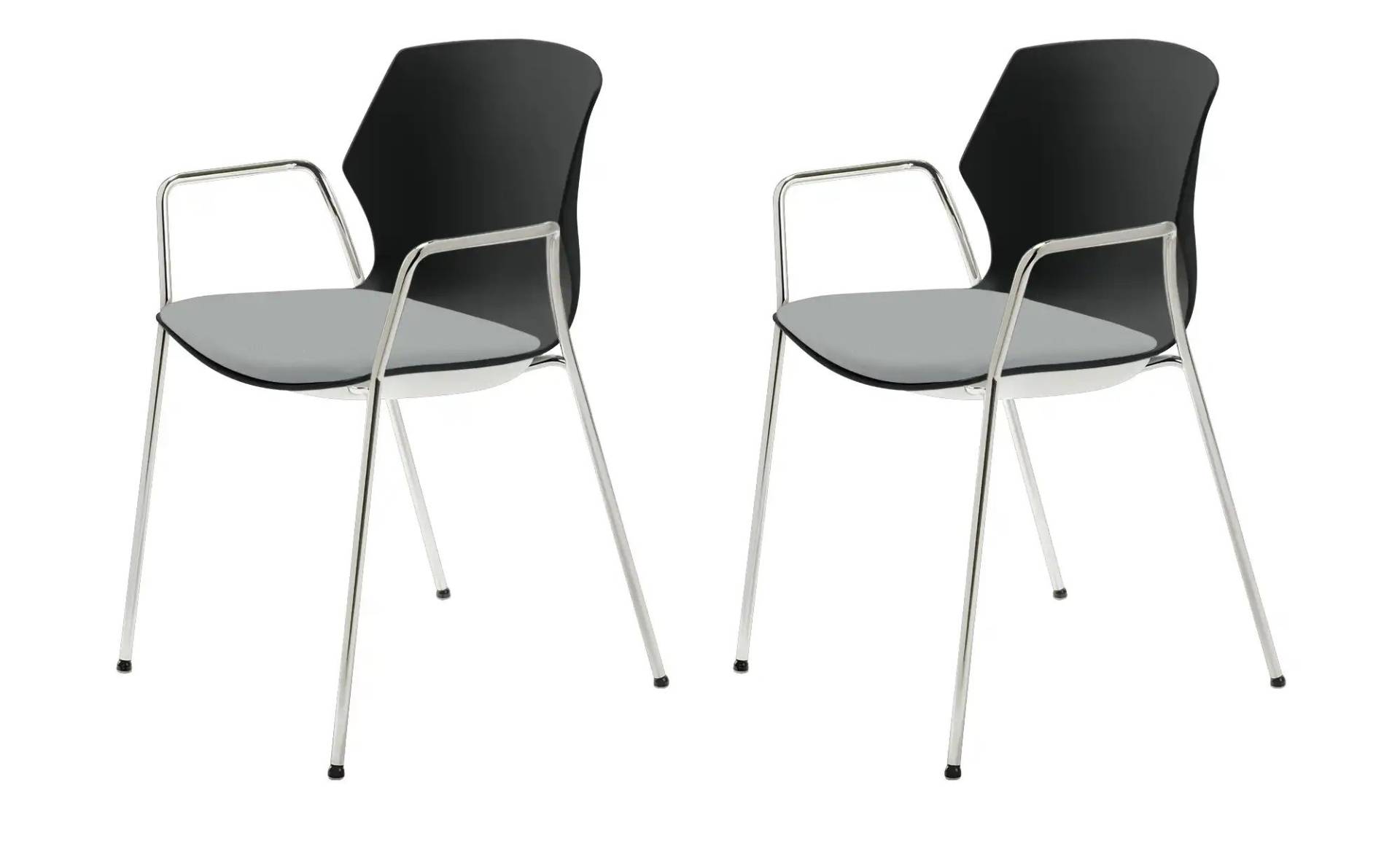 Stapelstuhl  2er Set MyPrimo ¦ grau ¦ Maße (cm): B: 55 H: 80,5 T: 53.0 Stühle > Küchenstühle > Küchenstühle mit Armlehnen - Höffner