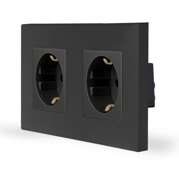Kunststoff 2-fache Steckdose Schwarz ONE-Serie LXBK2-12-71-12 LUXUS-TIME