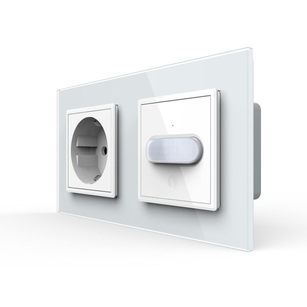 Steckdose und Bewegungsmelder inkl. Glasrahmen in Weiß VL-01RG/C1EU-11-A Livolo