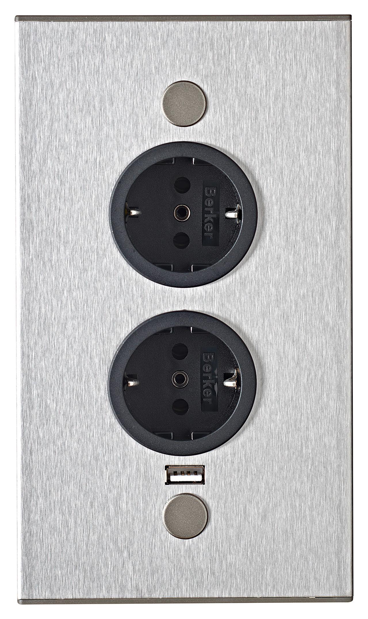 Steckdosenelement Riva USB Edelstahl von Based