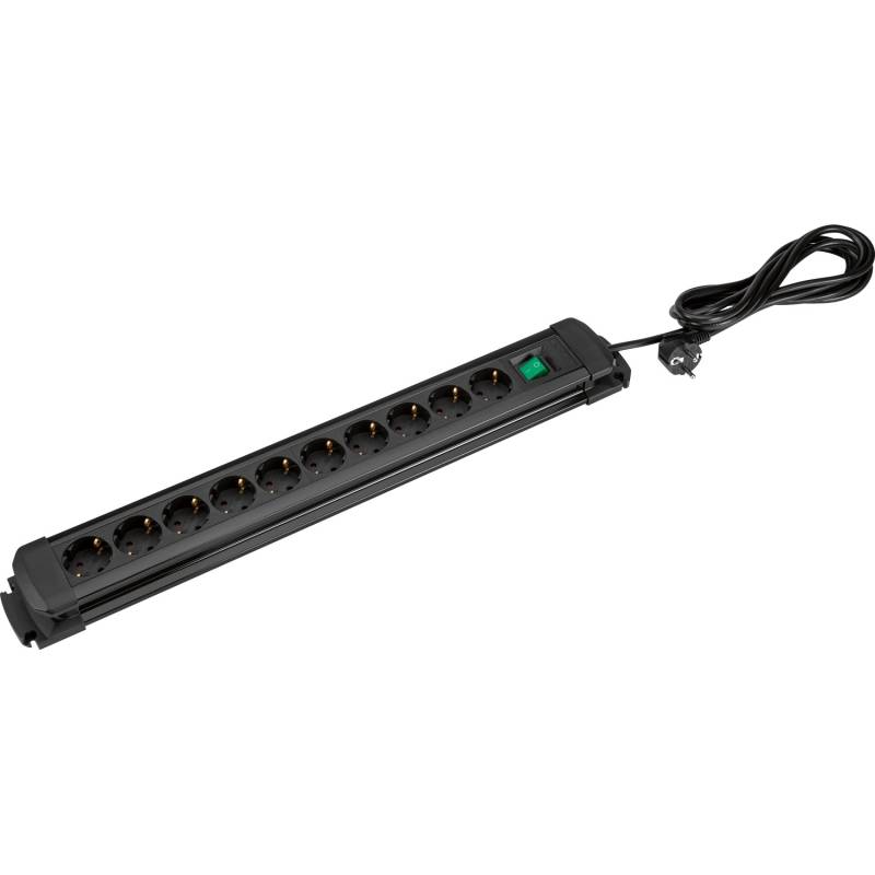 Steckdosenleiste Tido 10-Fach Schwarz 55 mm x 630 mm mit Schalter