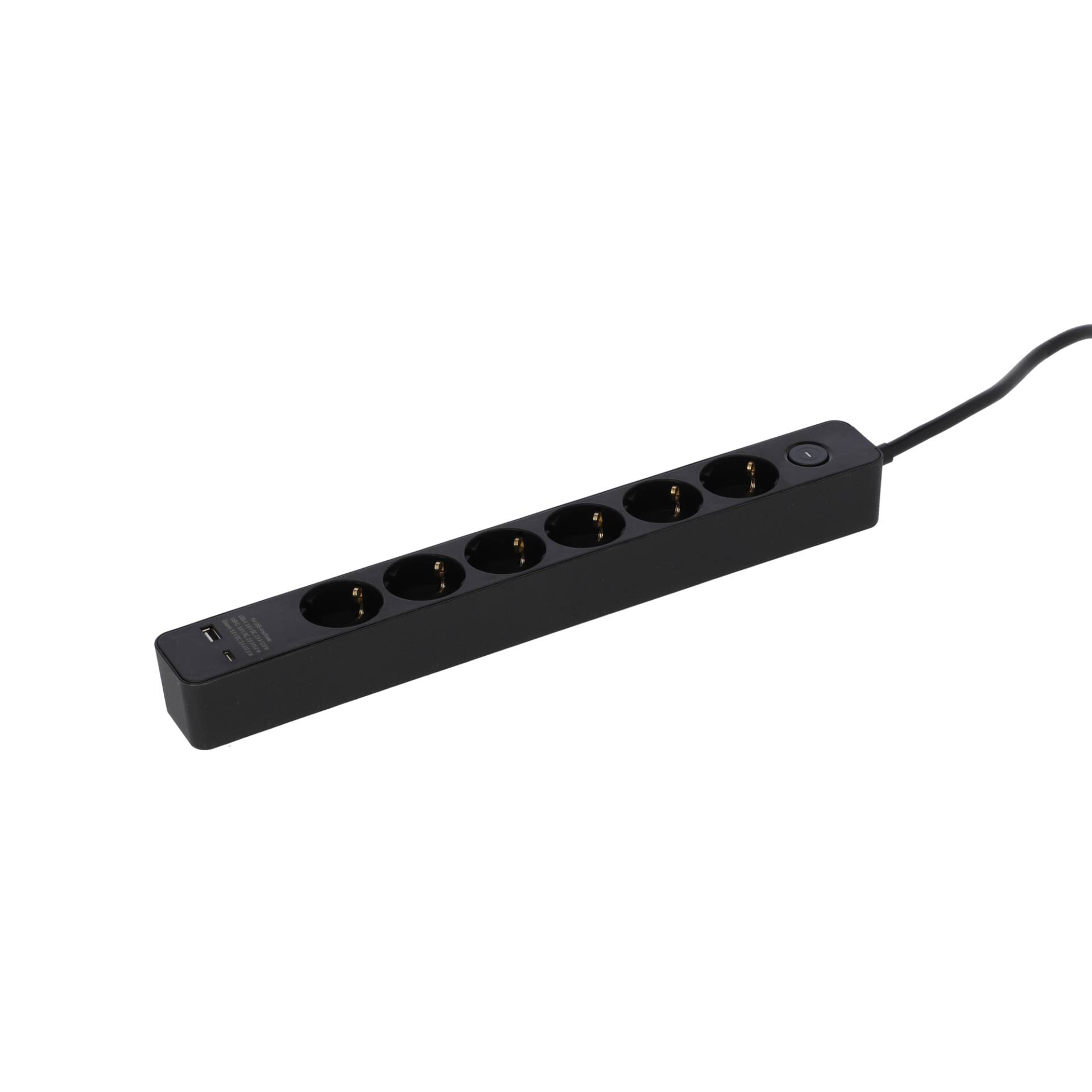 Steckdosenleiste mit Schalter 6-fach schwarz USB-A+C 1,4 m