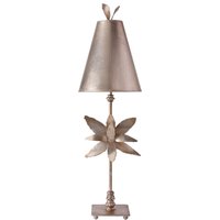 Stehlampe FIORE Blattsilber Stoff 86cm Modern kunstvoll von ELSTEAD