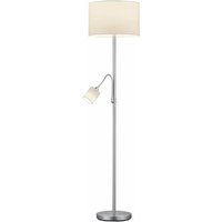 Stehlampe HOTEL Nickel Matt 1 Stück Metall / Stoff Hellgrau, Weiß