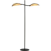 Stehlampe Schwarz Natur 150 cm Metall Rattan Modern drehbar