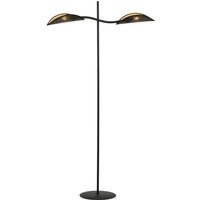 Stehlampe Stoff Metall 150 cm klein drehbare Arme Schwarz Gold von Emibig
