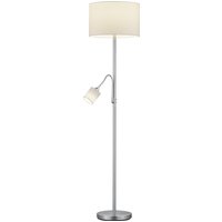 Stehlampe Stoff Metall 170 cm hoch E27 E14 Nickel Weiß von Trio Reality
