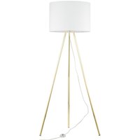 Stehlampe Wohnzimmer 160cm Metall Stoff E27 Gold Weiß Dreibein von TK Lighting
