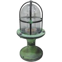 Stehlampe außen klein Messing Glas 28 cm IP54 Grün Antik E27 von Lido Light Fixture Man. LTD