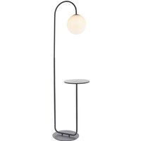 Stehlampe mit Ablage 175 cm hoch Metall Glas Schwarz Weiß E14 von Endon