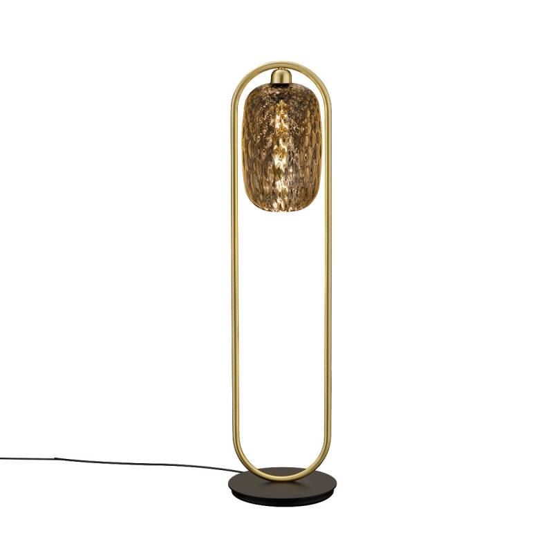 Stehleuchte, H: 103,50 cm, Messing matt, Glas Amber