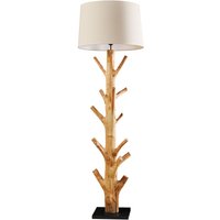 Stehleuchte Beige Stoffschirm Holz 175 cm Handarbeit von Invicta Interior