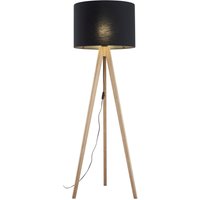 Stehleuchte Dreibein 145 cm klein Kiefer Schwarz Holz Stoff E27 Stehleuchte Dreibein 145 cm klein Kiefer Schwarz Holz Stoff E27 von TK Lighting
