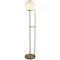 Stehleuchte E27 145 cm in Messing Antik Weiß Glas Metall von Searchlight