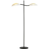 Stehleuchte Stoff Metall 150 cm drehbar Schwarz Weiß Gold 2x E14 von Emibig