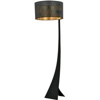 Stehleuchte Stoff Metall 157 cm Modern in Schwarz Gold E27 von Emibig