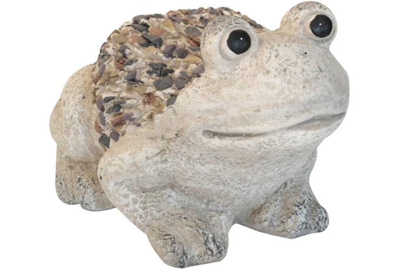 Steinfigur Frosch 29 cm sitzend Deko Gartenfigur Polystone Steinoptik