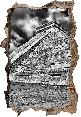 Stil.Zeit Monocrome, Schöner Maya Tempel in Mexiko Wanddurchbruch im 3D-Look, Wand- oder Türaufkleber Format: 62x42cm, Wandsticker, Wandtattoo, Wanddekoration von Stil.Zeit